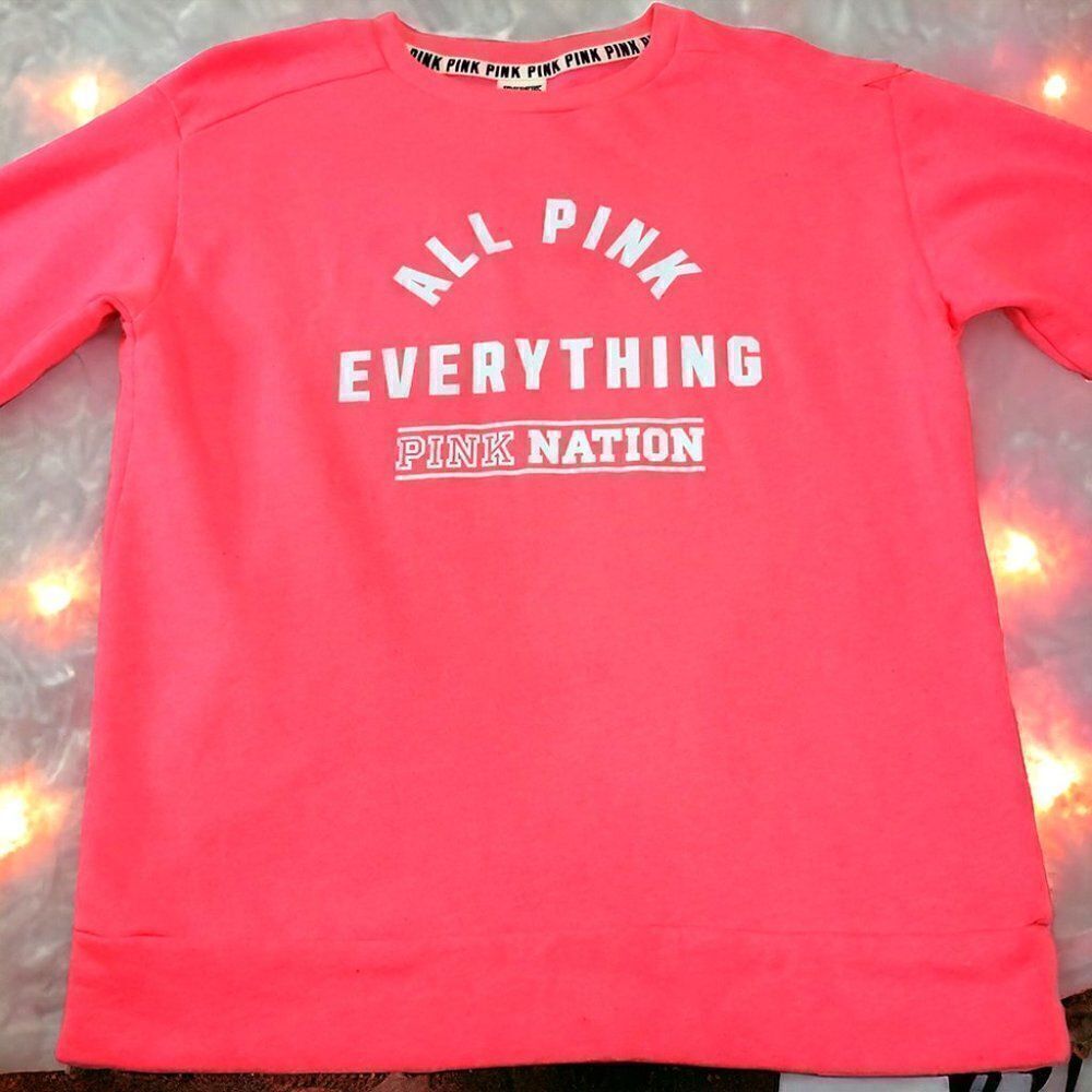 PINK Victoria Secrets hot pink "Pink Nation" sweatshirt